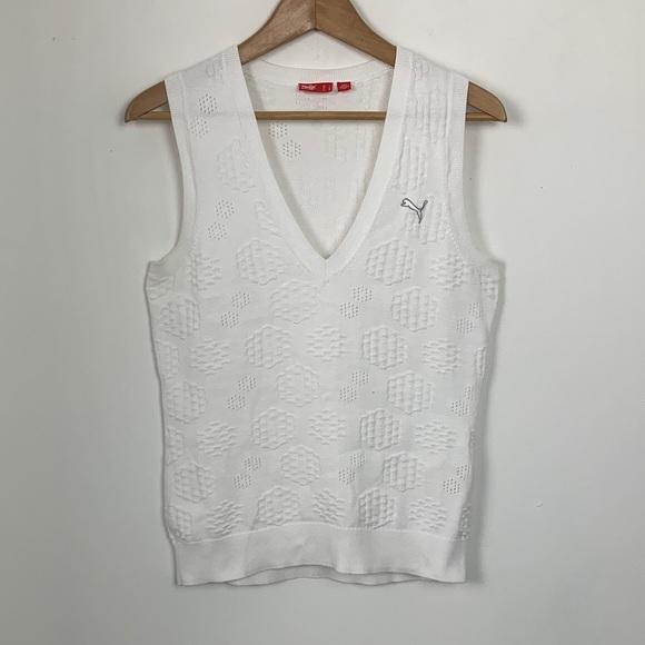 Puma White Knit Sweater Vest - Picture 2 of 11